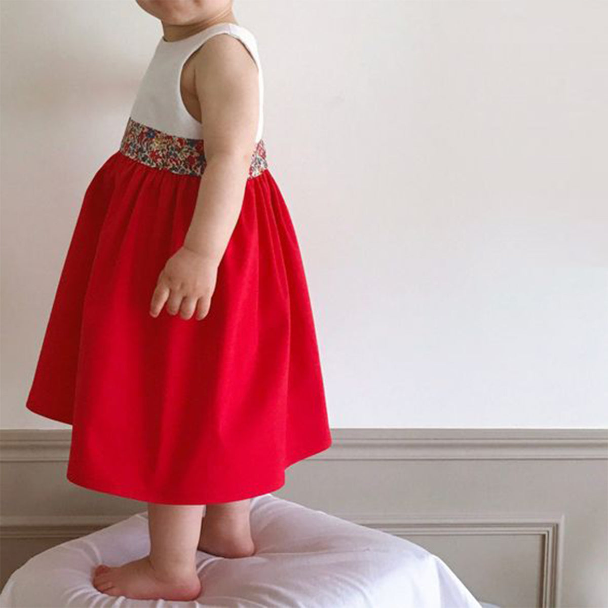 Baby Girl's Stylish Designer Light Green Striped & Red-White Multi Floral Belt Tunic Dresses (Combo Pack Of 2) for Baby Girls...