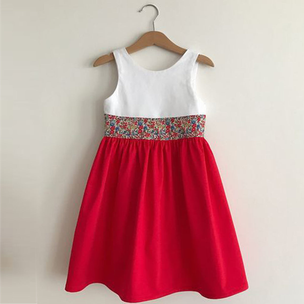 Toddler Girl's Floral With White Red Belted Sleeveless Dress (Combo Pack Of 2) For Girls.