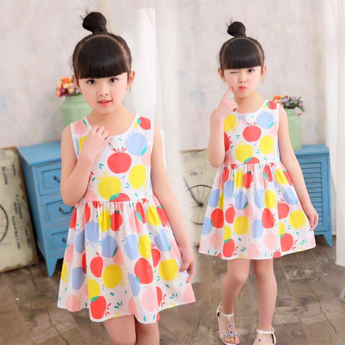 Baby Girl Fruits Printed Dress For Girls.