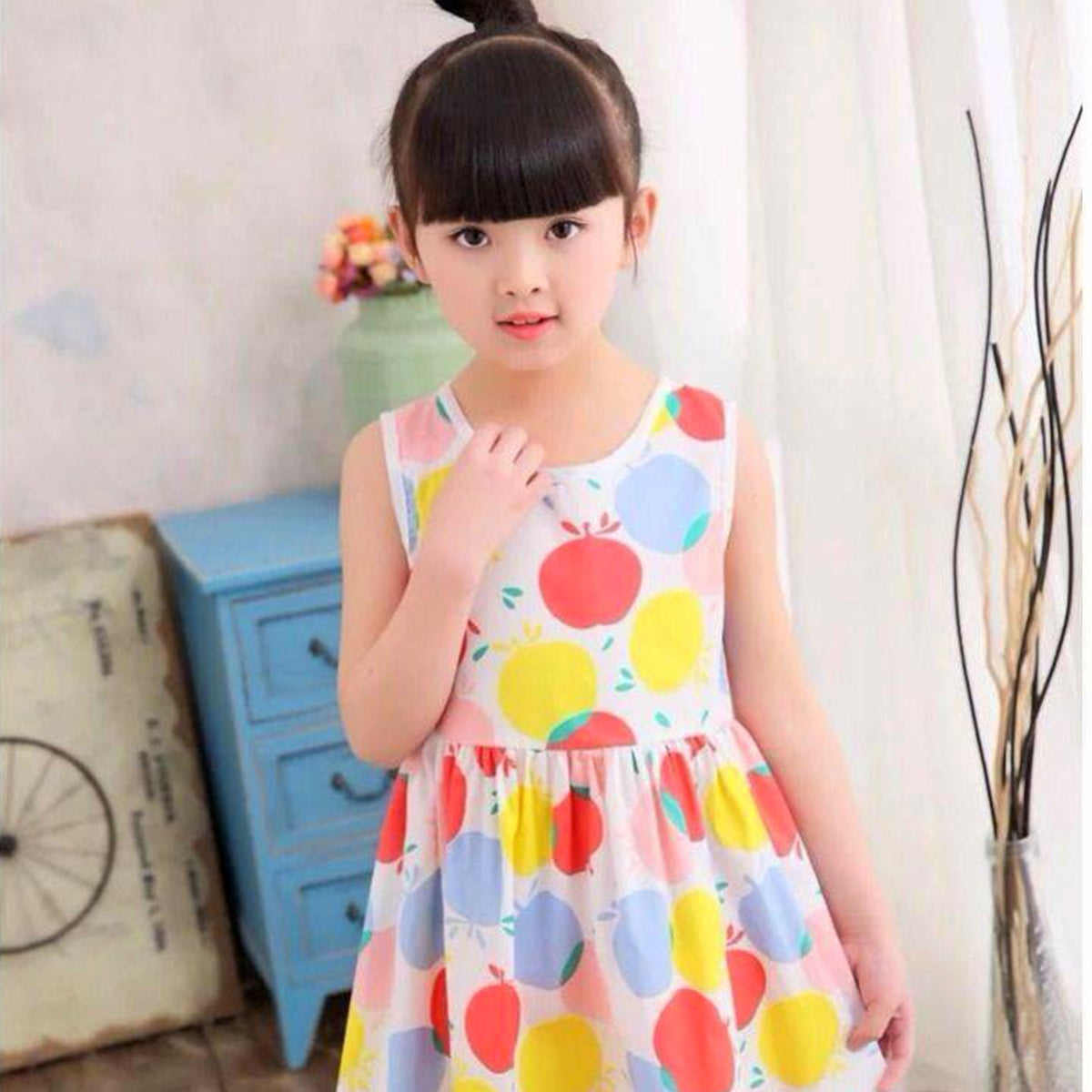 Baby Girl Fruits Printed Dress For Girls.