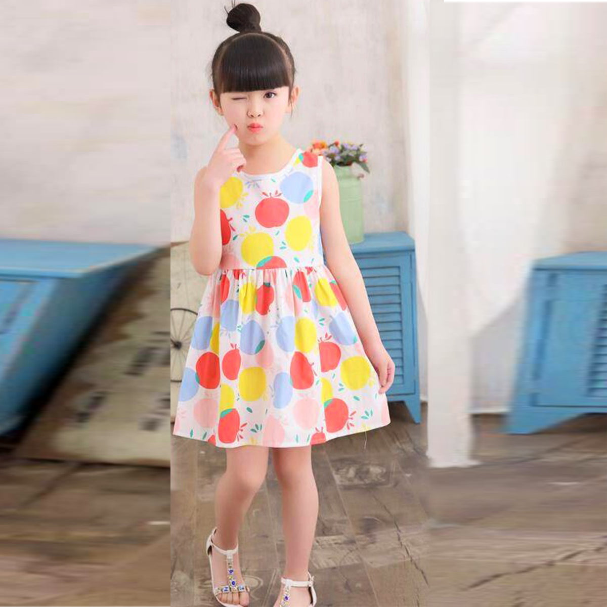 Baby Girl Fruits Printed Dress For Girls.