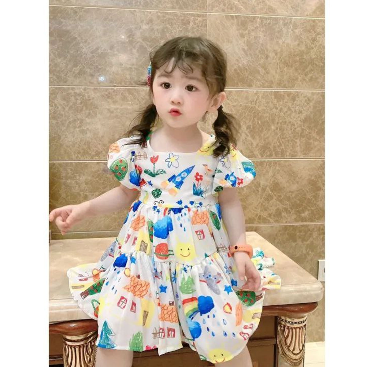 BabyGirl's Designer Pencil Drowing Frocks & Dresses for Kids.