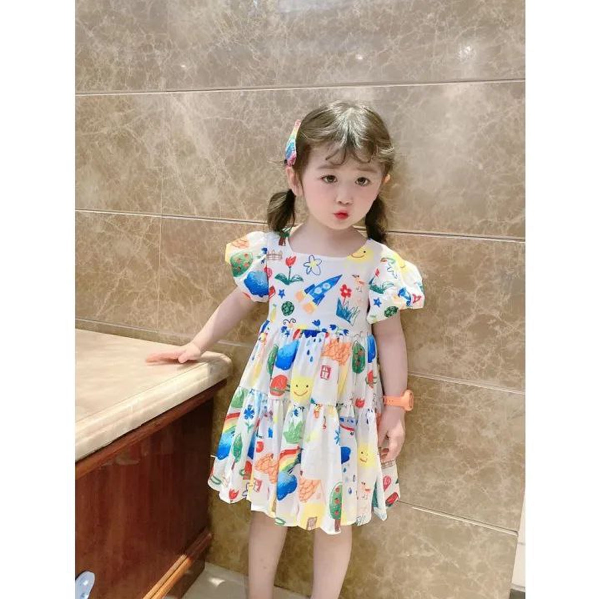 BabyGirl's Designer Pencil Drowing Frocks & Dresses for Kids.