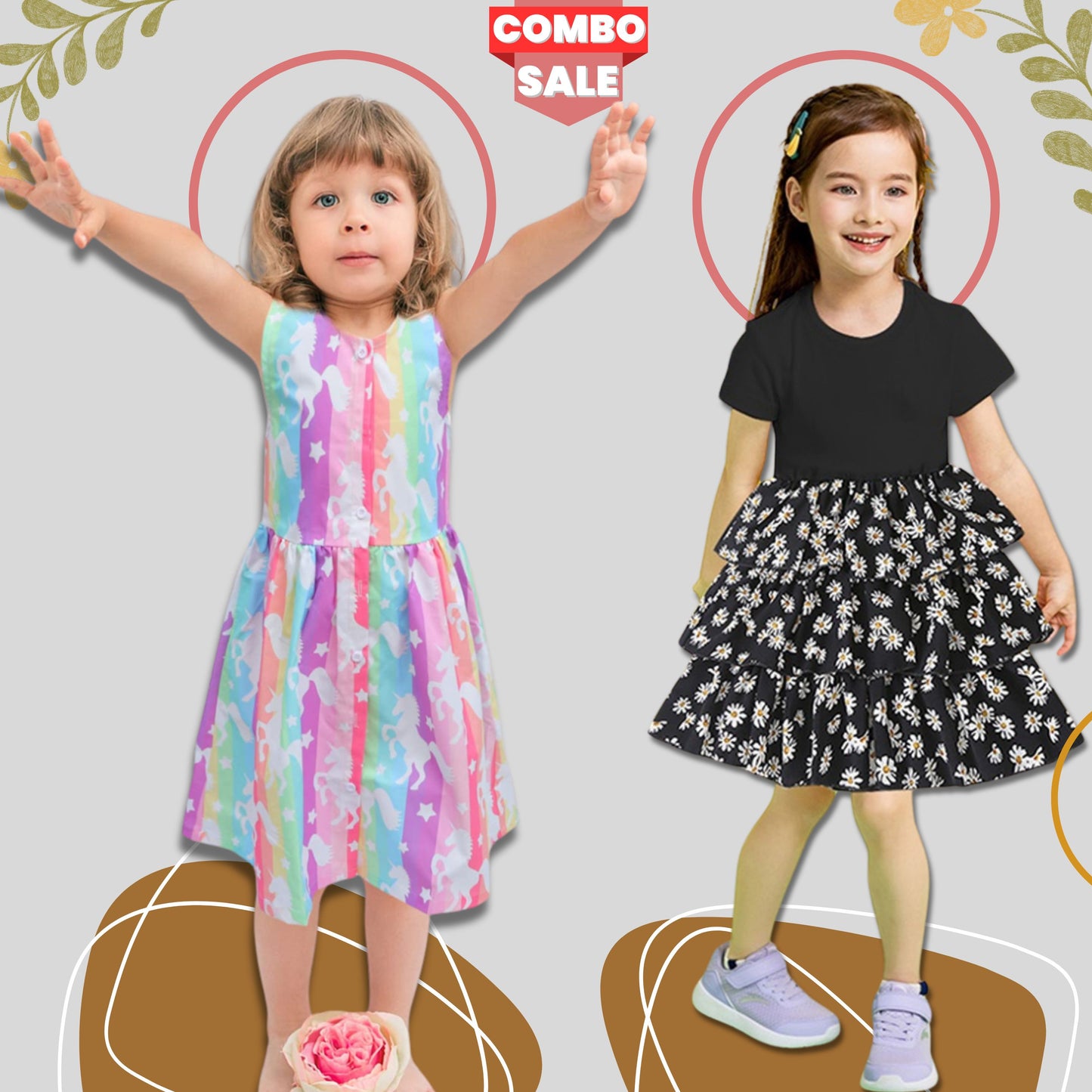 Baby Fashion Floral_Horse Tunic Frocks ( Combo Pack of 2) for Kids.