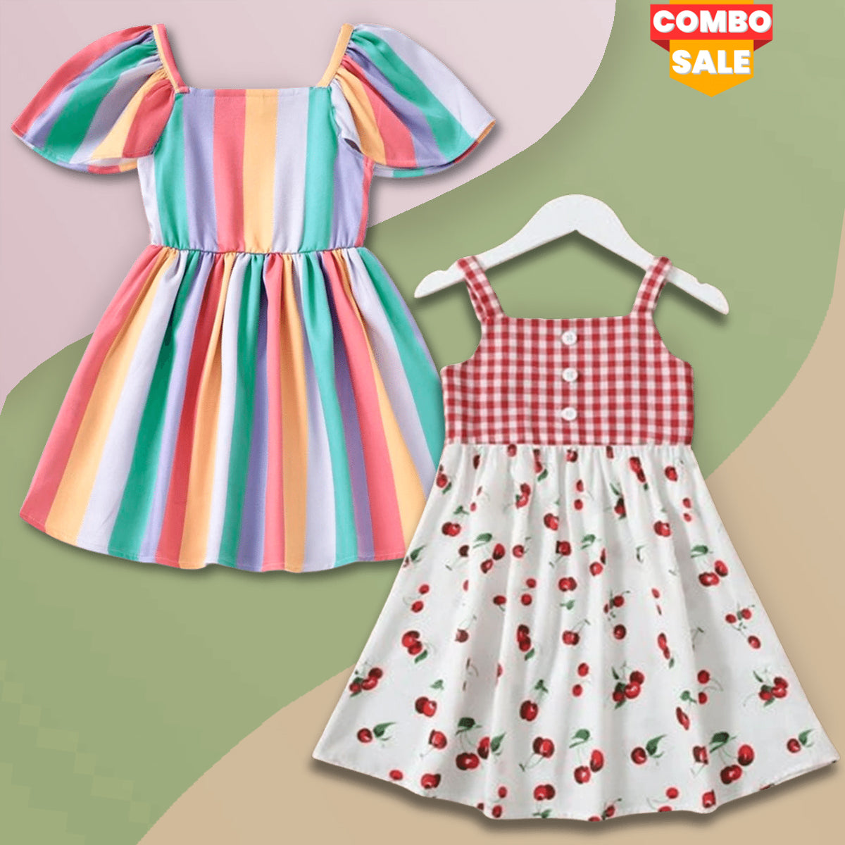 Princess BabyGirl's Stylish Multicolor & Multi Lining Dresses_Frocks Combo for Kids.