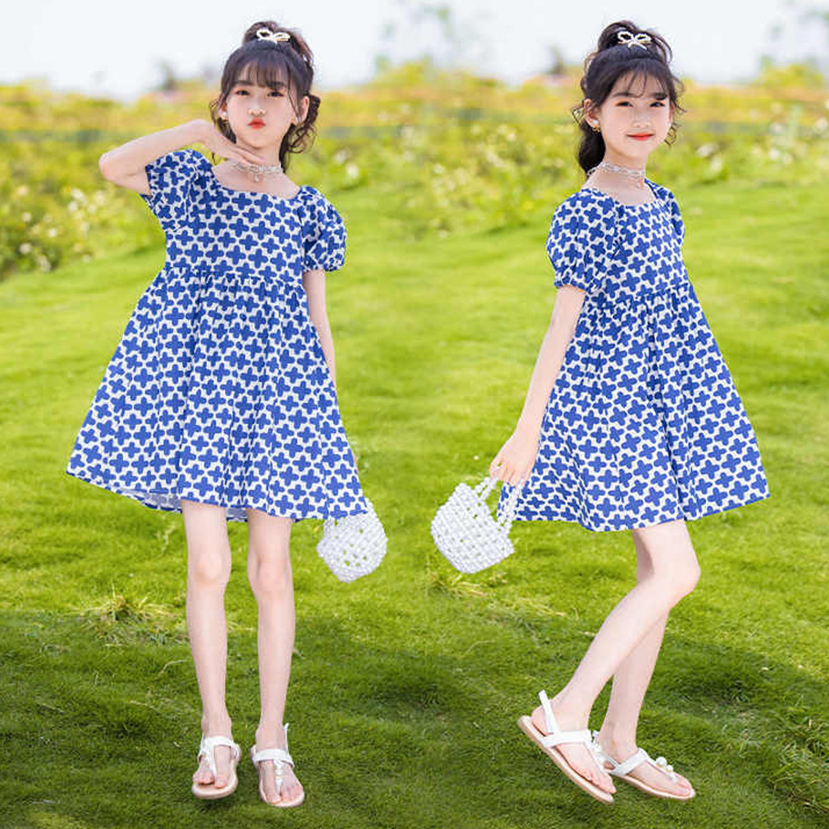 BabyGirl's Stylish Designer Multicolor Dot's & Blue Plus Tunic Dresses (Combo Pack Of 2) for Baby Girl.