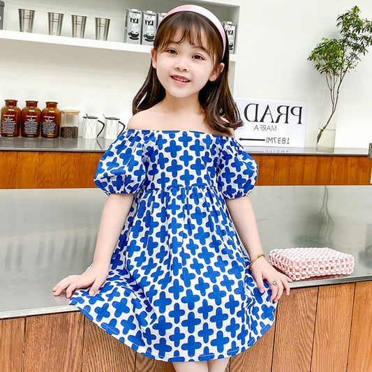 Princess Stylish BabyGirl's Blue Plus & Green Floral Designer Tunic Dresses_Frockes Combo for Kids.