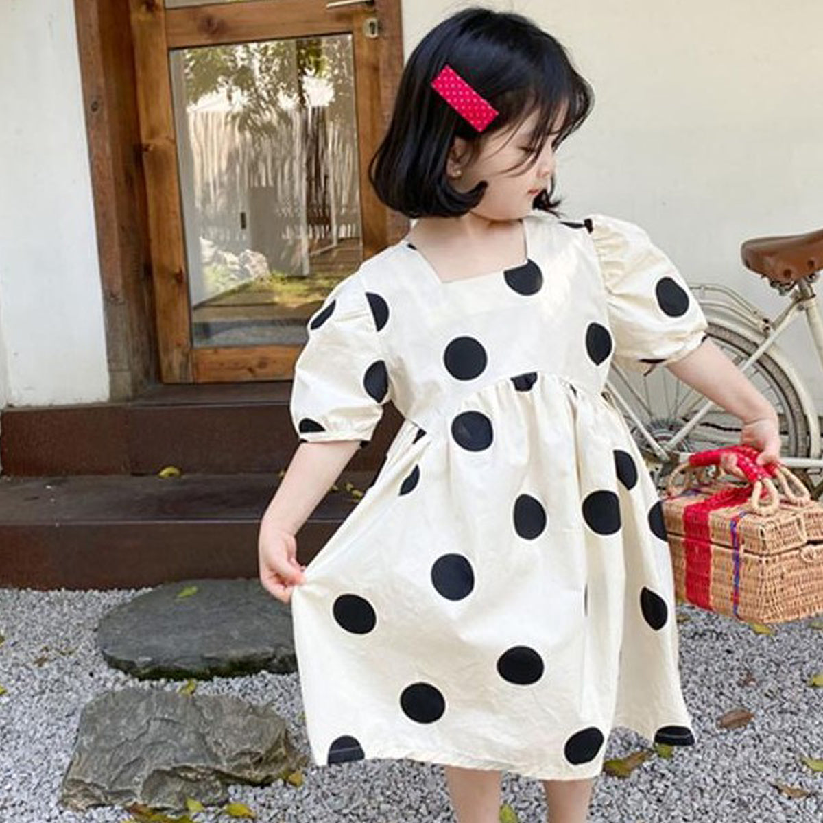 Baby Girl's Unique Designer Black Dot's & Vegetable Tunic Dress (Combo Pack Of 2) for Baby Girls.