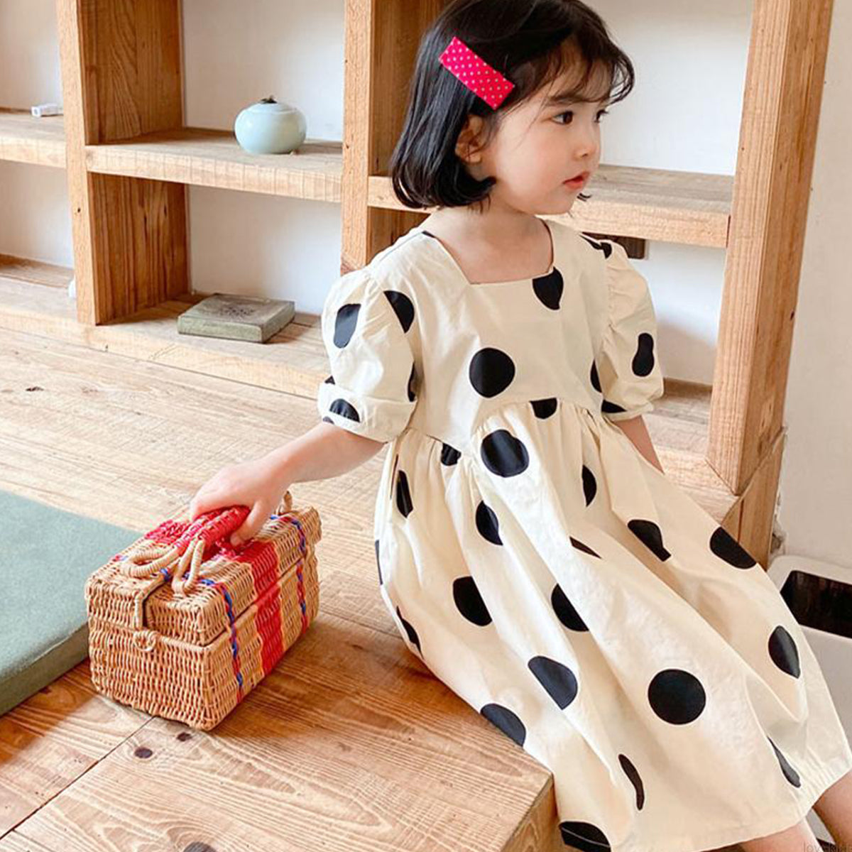 Baby Girl's Unique Designer Black Dot's & Vegetable Tunic Dress (Combo Pack Of 2) for Baby Girls.