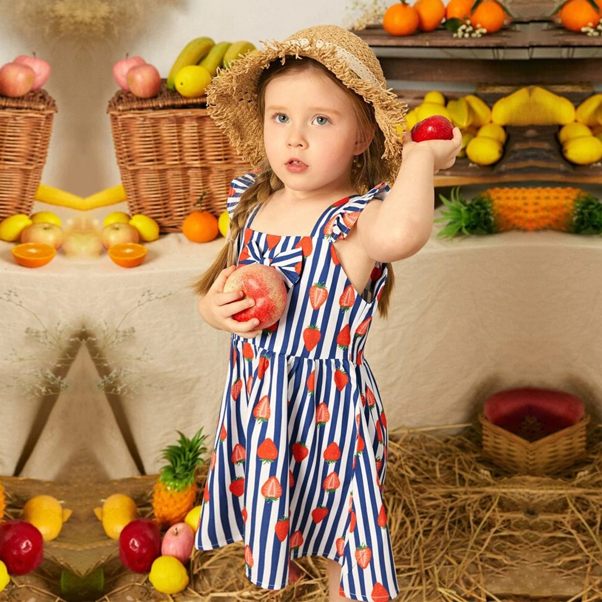 BabyGirl's Stylish Fruits & Strawberry Tunic Dress (Combo Pack Of 2) for Baby Girls.