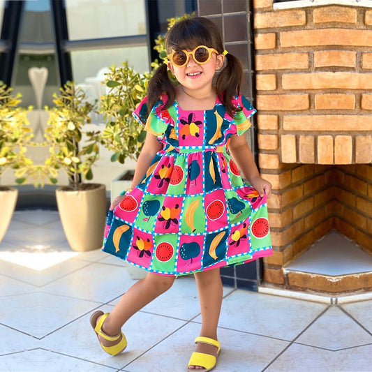 Baby Girl's Stylish Designer Light Green Floral & Fruits Dress (Combo Pack Of 2) for Baby Girls.