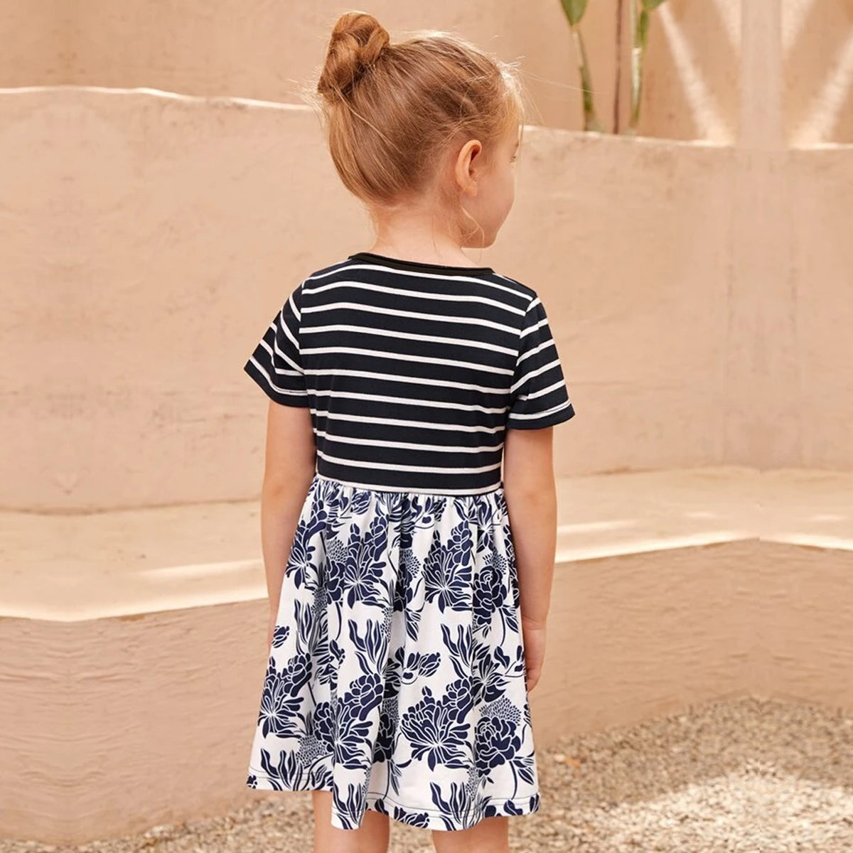 Kid's Stylish Designer Black Stripe Floral Tunic Dresses (Combo Pack Of 2) For Baby Girl.