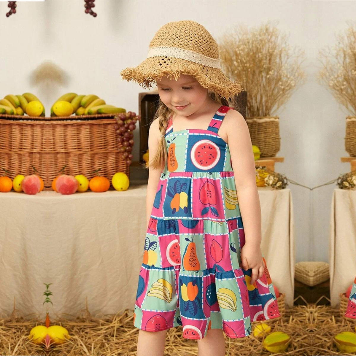 Baby Girl's Stylish Designer Black White Dot's & Fruits Dress (Combo Pack Of 2) for Baby Girls.