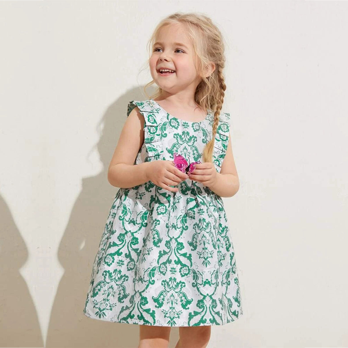 Stylish BabyGirl's Light Green Flower & Fruits & Floral Dresses_Frocks (Combo Pack Of 3) For Kids..