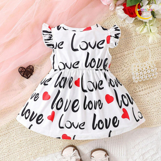 Venutaloza Love Letter's Sleeveless Dress For Girl's.