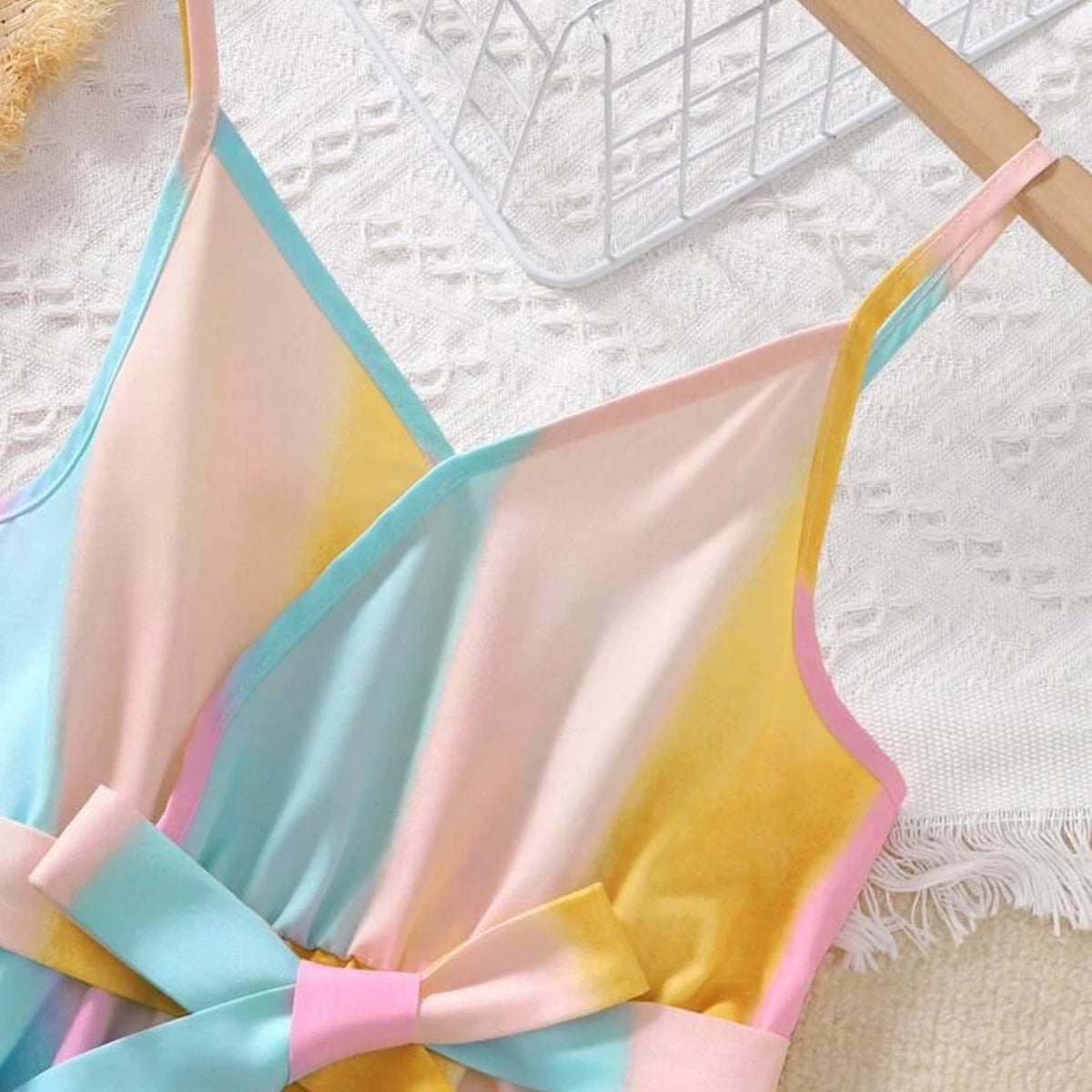 Baby Hanky Hem Belted & Round Neck Ruffle Floral  Dress (Combo Pack Of 2) For Girl's.