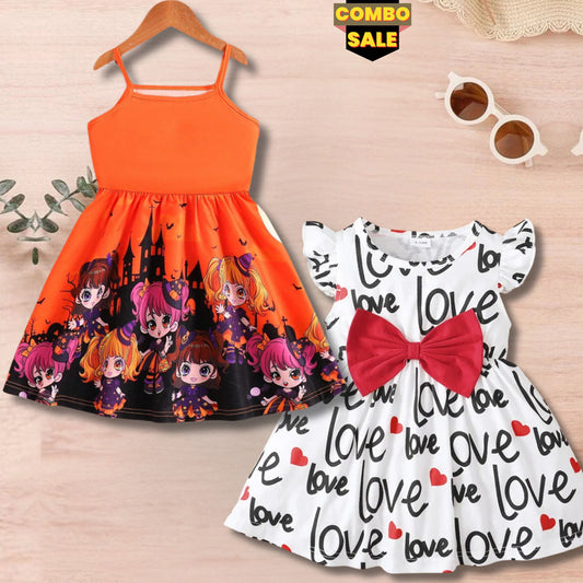 Baby Girls Palace Deginer & Love Letter's Frock (Combo Pack Of 2) For Girls.