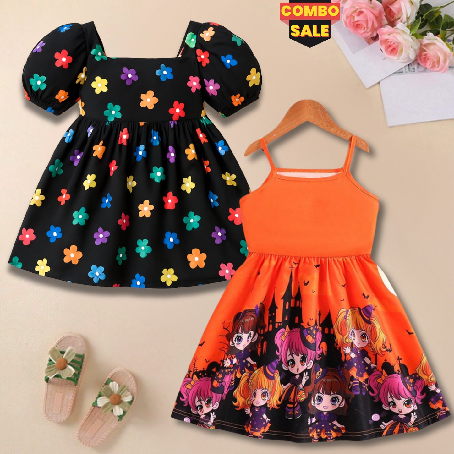 Baby Girls Palace Deginer & Floral's (Combo Pack Of 2) Frock For Girl.