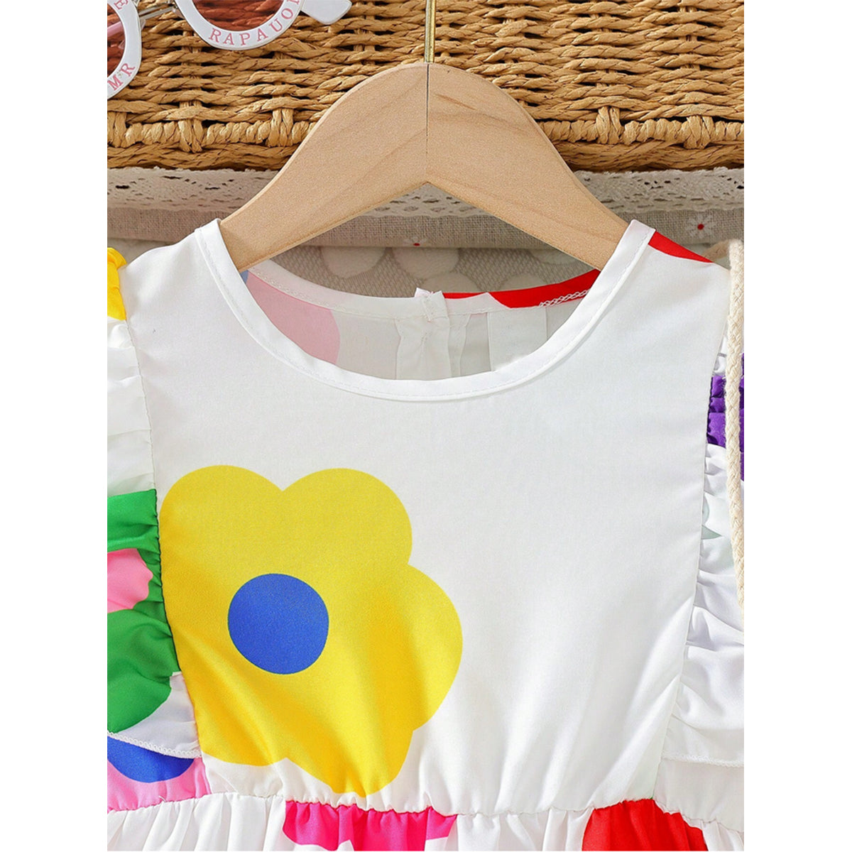 Baby Girl Round Neck Ruffle Floral All-Over Print Dresses_Frocks For Girl.