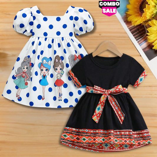 Baby Girl's Toddler Barbie & Bohemian Style round Neck (Combo Pack Of 2) For Girl's.
