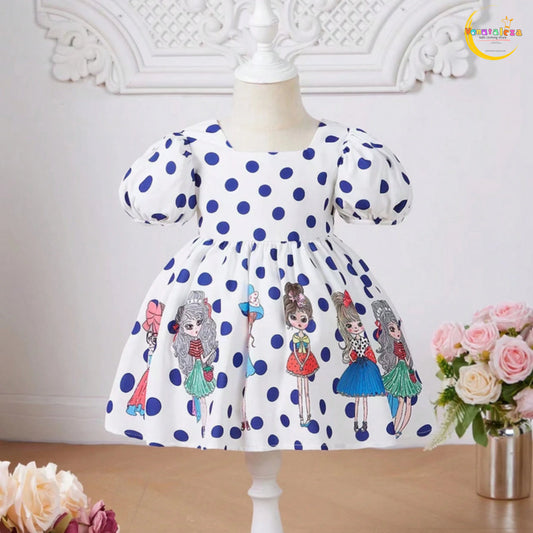Venutaloza Baby Girl & Polka Dot Deginer Print Puff Sleeve Dress For Girl's.