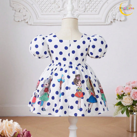 Venutaloza Baby Girl & Polka Dot Deginer Print Puff Sleeve Dress For Girl's.