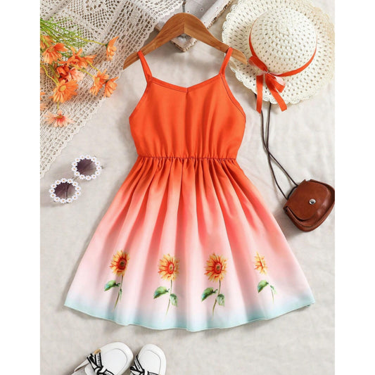 Princess Toddler Girls Floral Print Ombre Cami Dress.