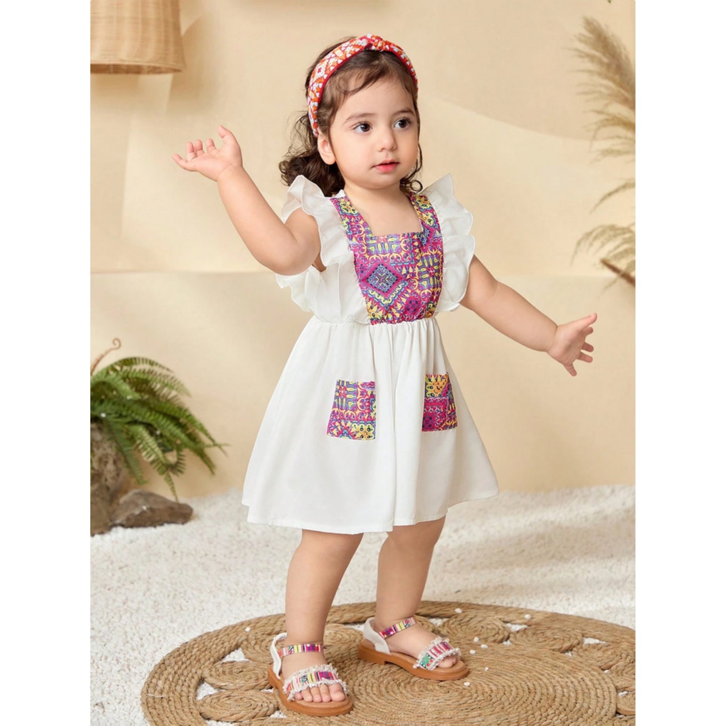 Baby Cotton Multicolor Pocket Frocks & Dresses For Kids.