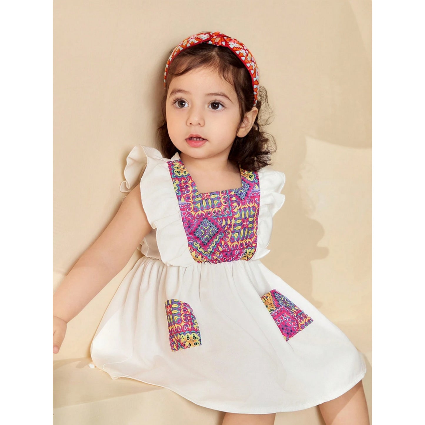 Baby Cotton Multicolor Pocket Frocks & Dresses For Kids.