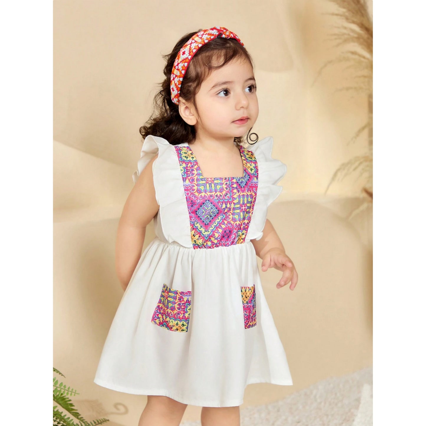 Baby Cotton Multicolor Pocket Frocks & Dresses For Kids.