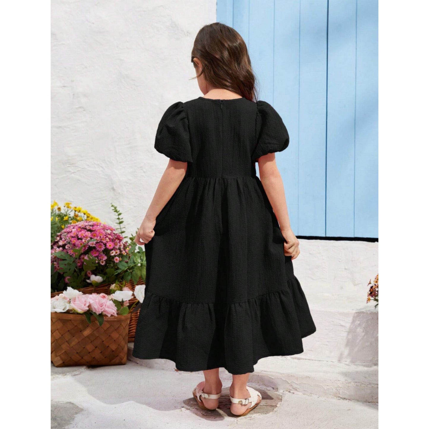 Baby Girl's black Dress ruffle detail casual For Girls.