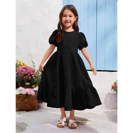 Baby Girl's black Dress ruffle detail casual For Girls.