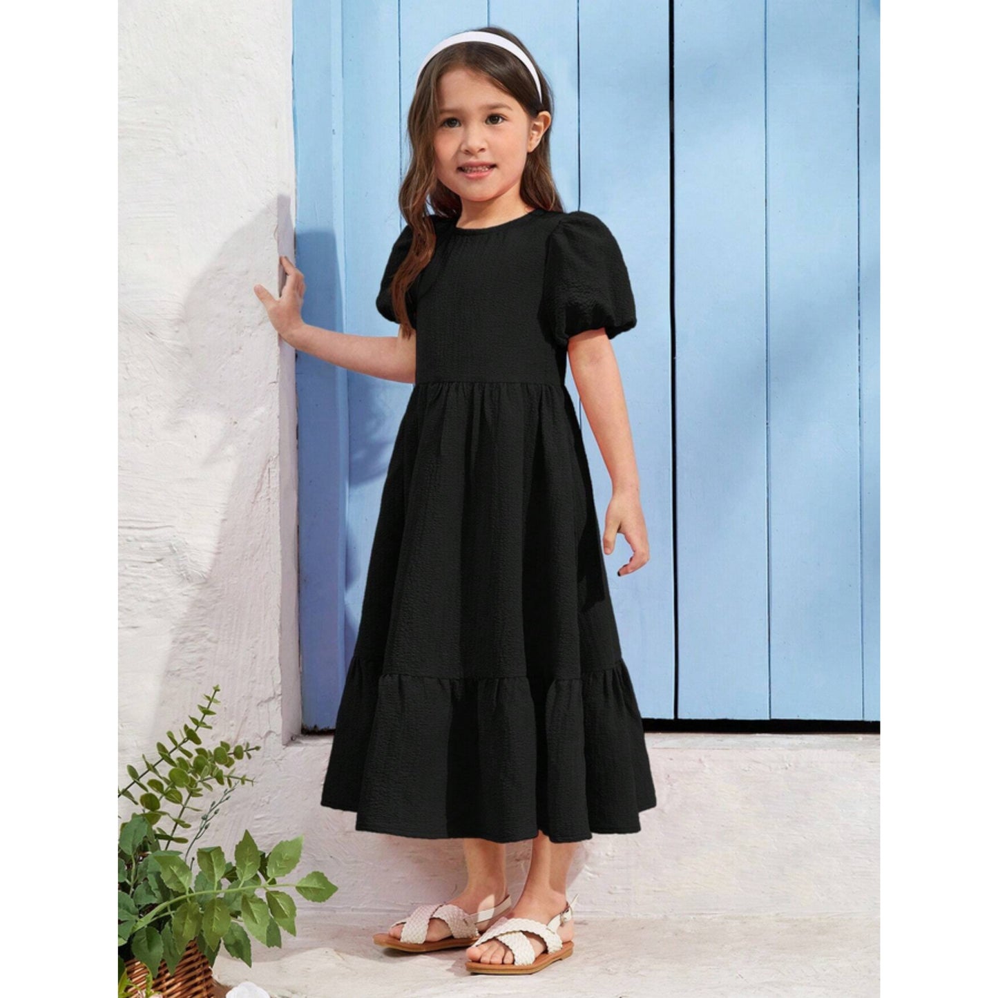 Baby Girl's black Dress ruffle detail casual For Girls.