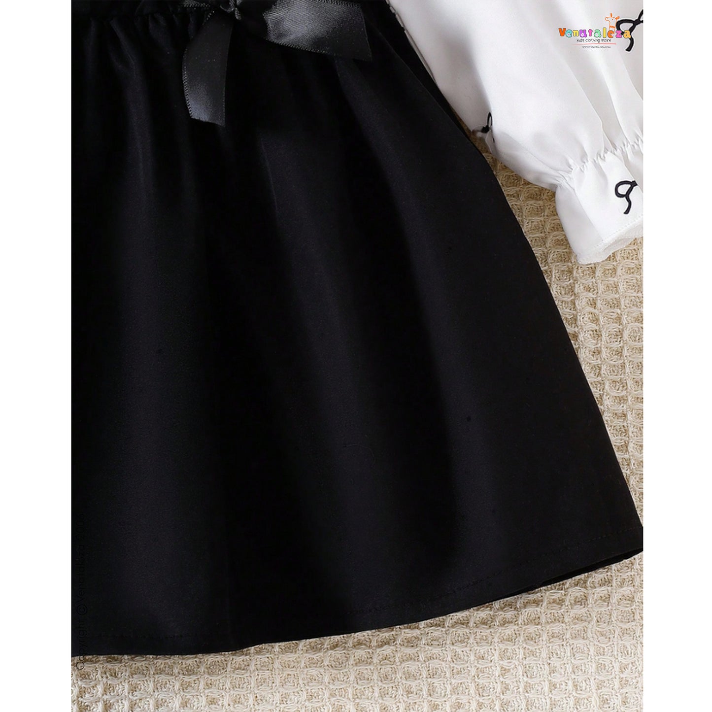 Baby Girls' Collared Puff Sleeve Classic A-Line Frock For Girls.