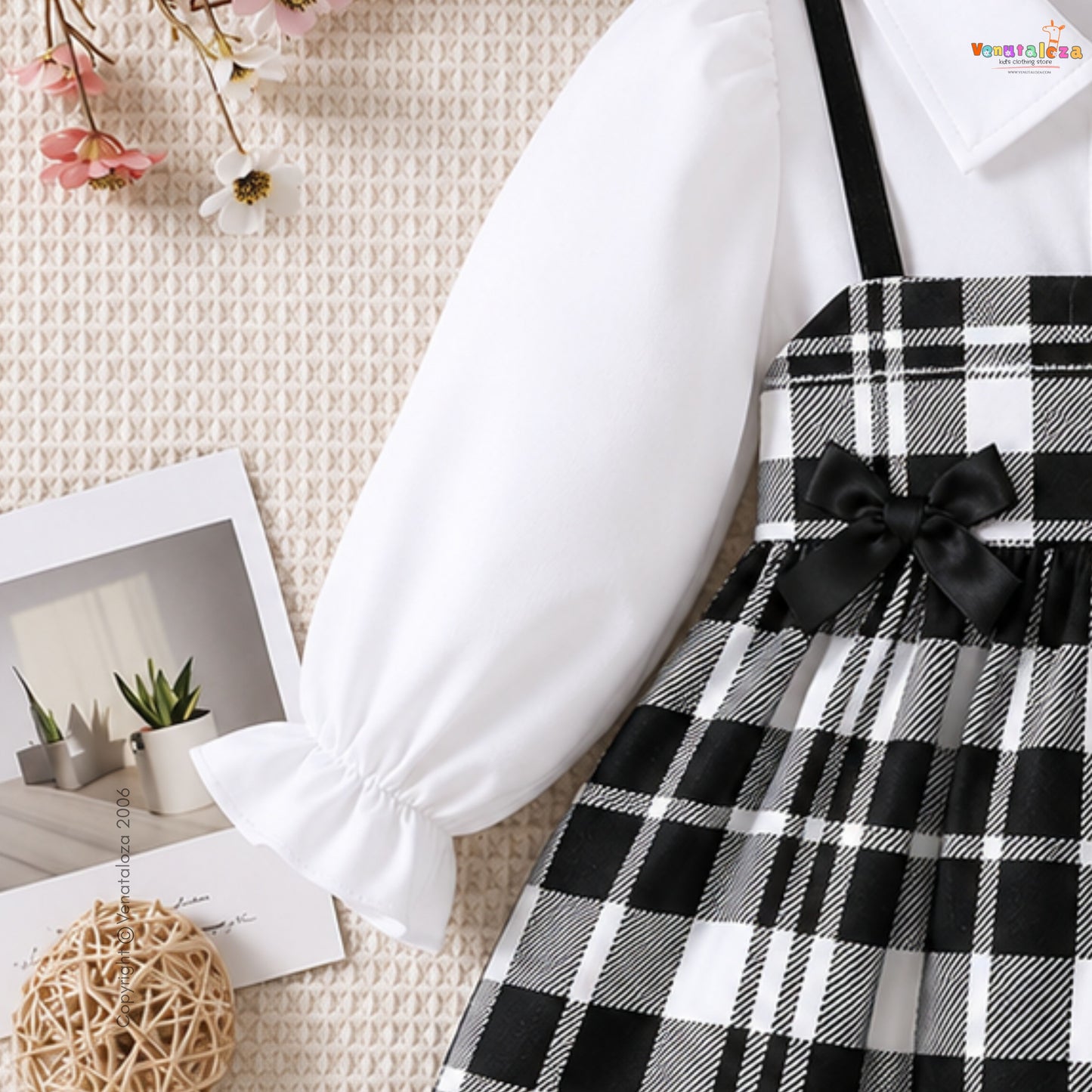 Baby Girls' Collared Puff full Sleeve Classic A-Line Frock For Girls.