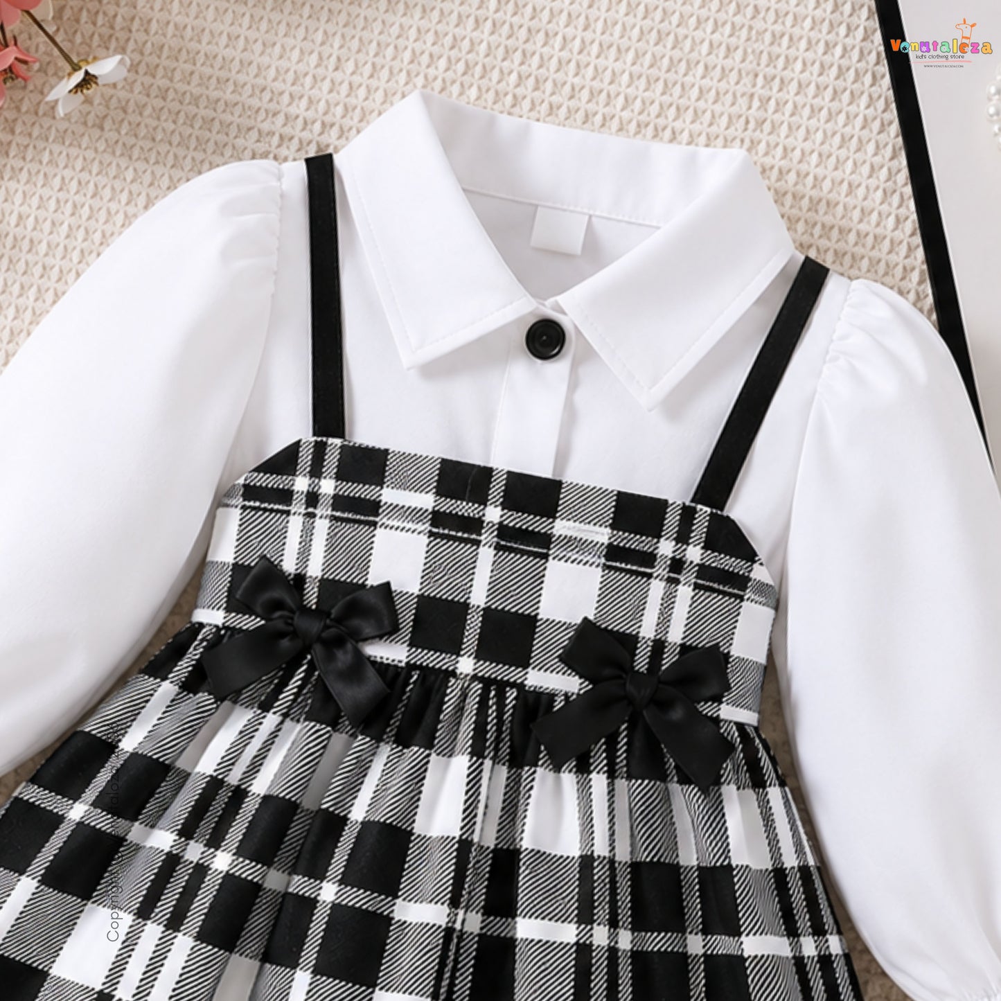 Baby Girls' Collared Puff full Sleeve Classic A-Line Frock For Girls.