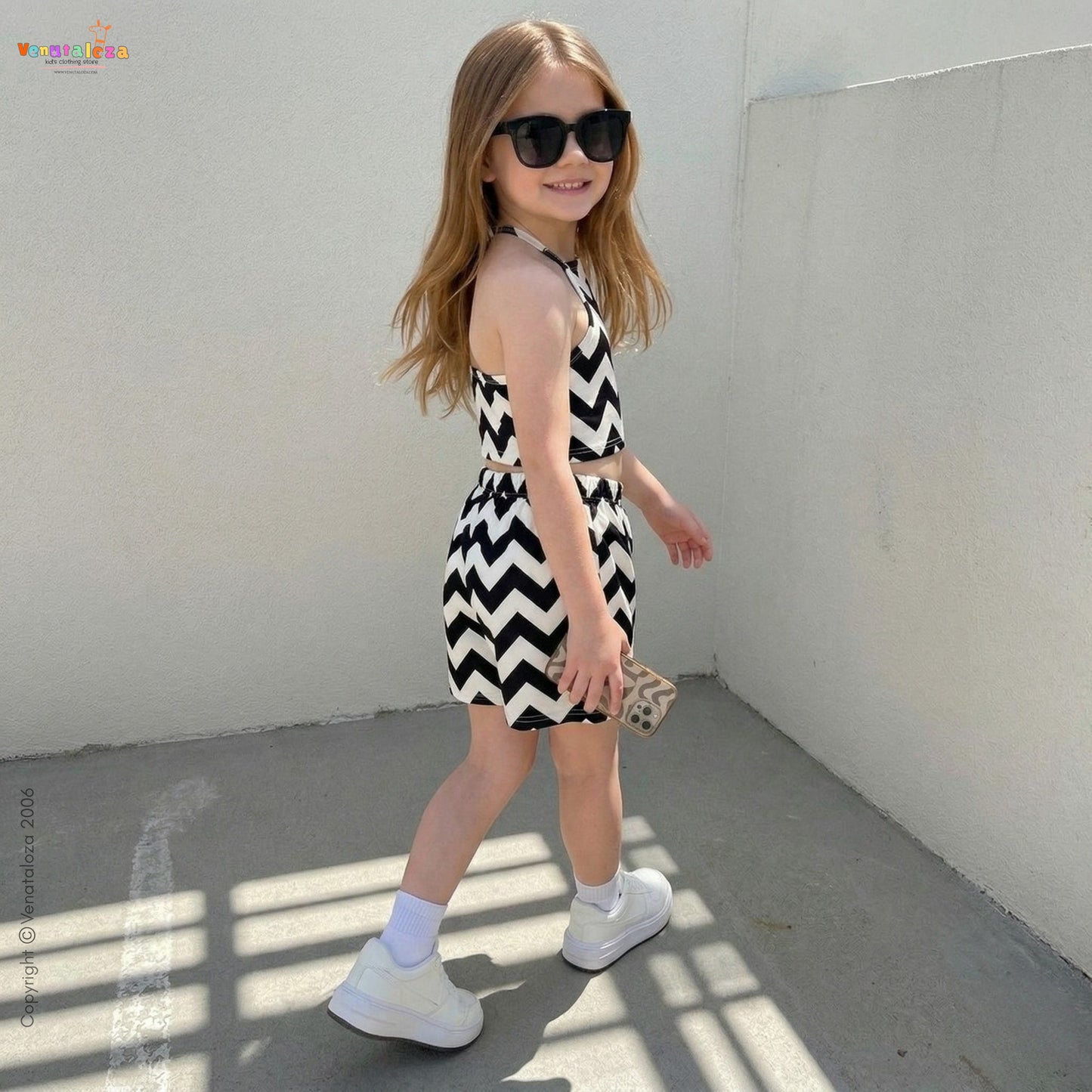 Stylish Designer Black & White Top & Shorts For Baby Girl.