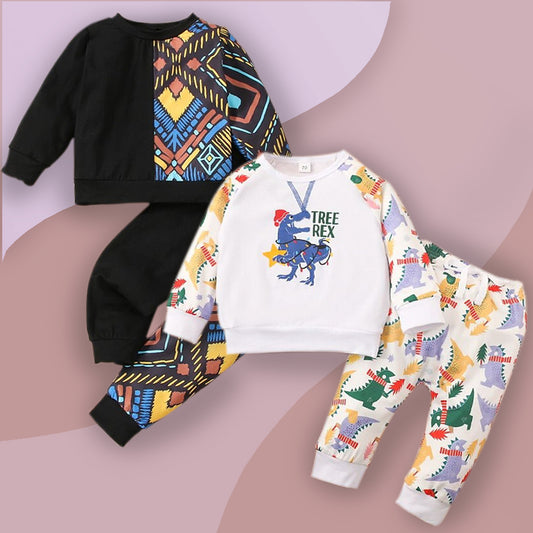 Venutaloza Stylish Baby Set Black Graphic Print & Birds Design (Combo Pack Of 2) T-Shirt & Pants.