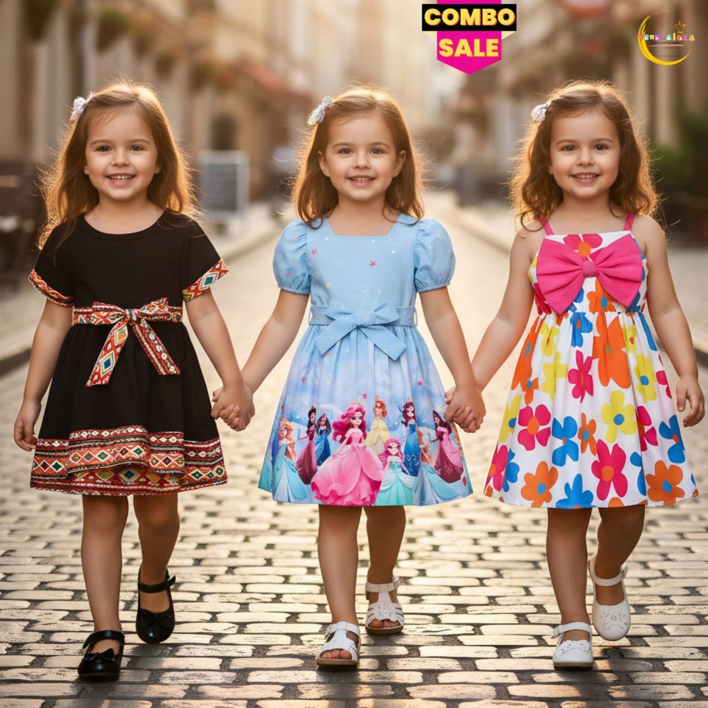 Girl's Stylish Designer Frocks & Dresses (Combo Pack Of 3) for Kids.