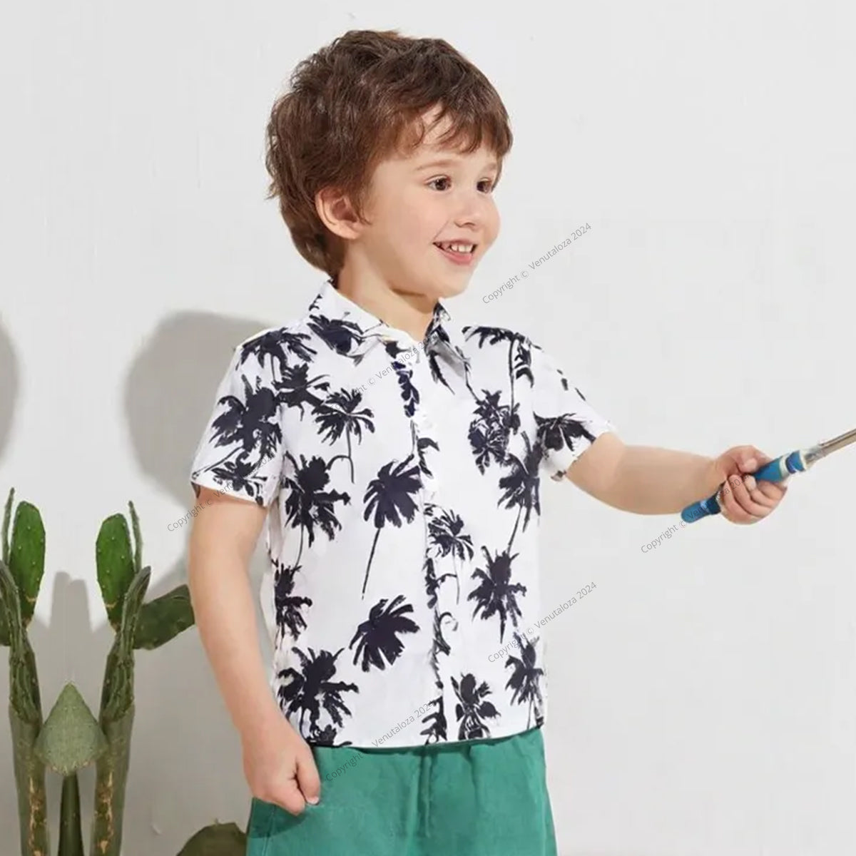 Venutaloza Palm Tree Beach Shirt For Boy.