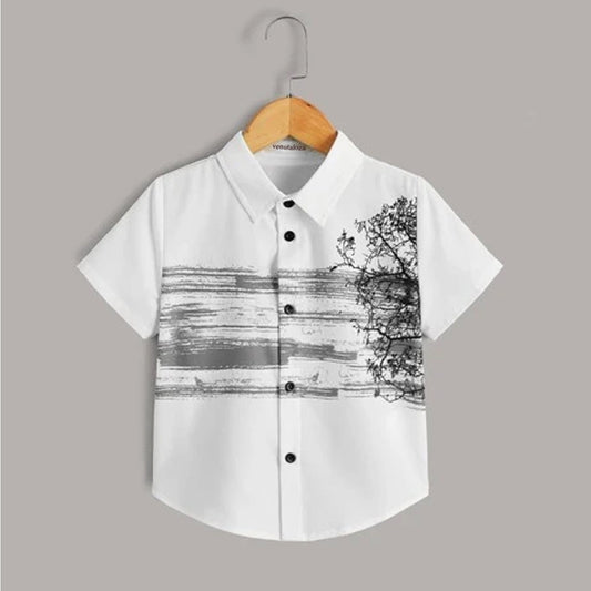 Venutaloza Boys Brush Tree Button Front Shirt For Boy.