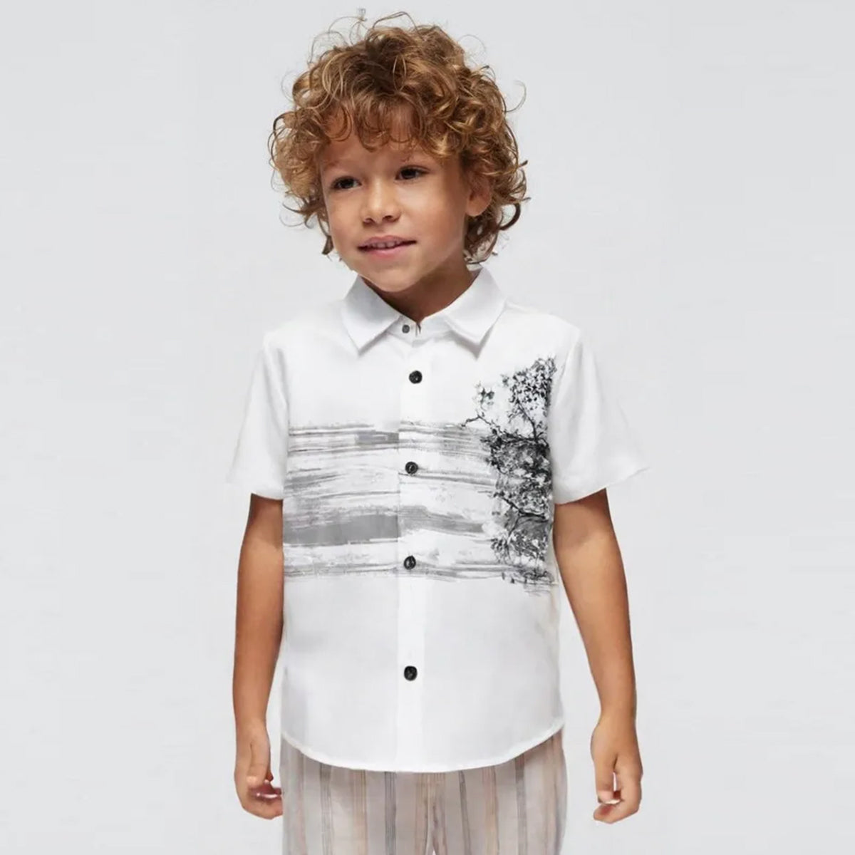 Venutaloza Boys Brush Tree Button Front Shirt For Boy.