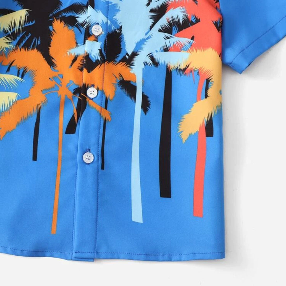 Venutaloza Tropical Coconut Tree & Fruits Designer Button Front Shirt For Boy.