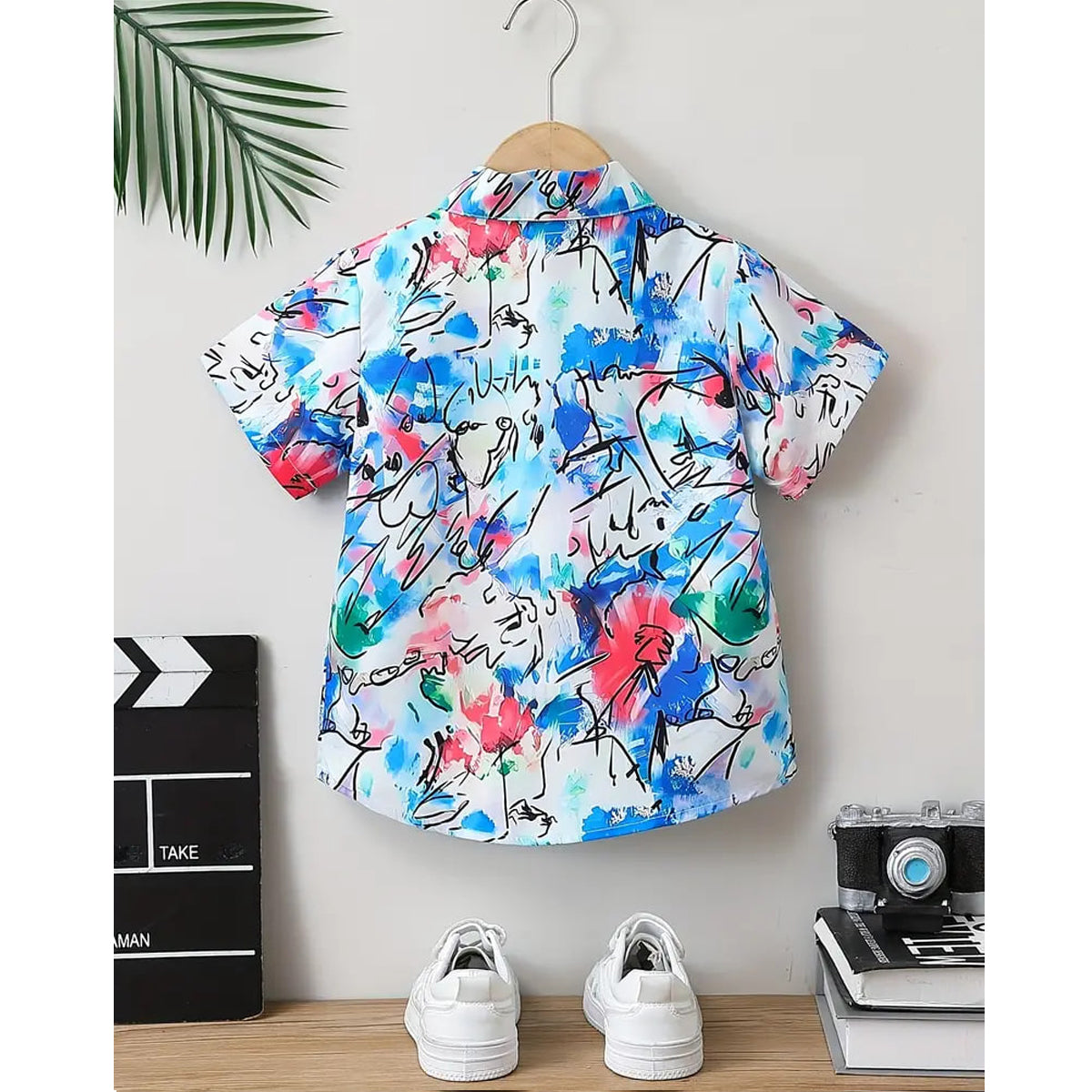 Venutaloza Rainbow Multi Color Designer Button Front Shirt For Boy's.
