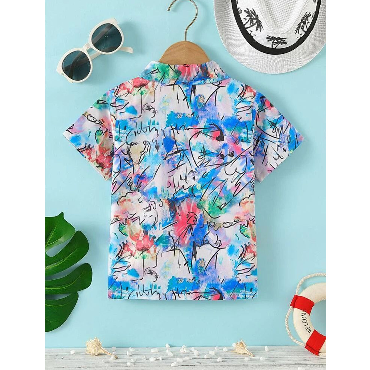 Venutaloza Boy's Stylish Evryday Bear & Rainbow Graphic Designer Button Front Shirt (Combo Pack Of 2) For Boy.