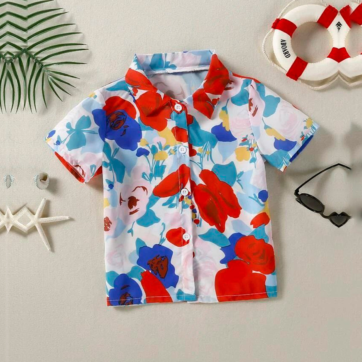 VENUTALOZA Toddler Boys Stylish Floral Allover & Button Front Shirt For Boy.