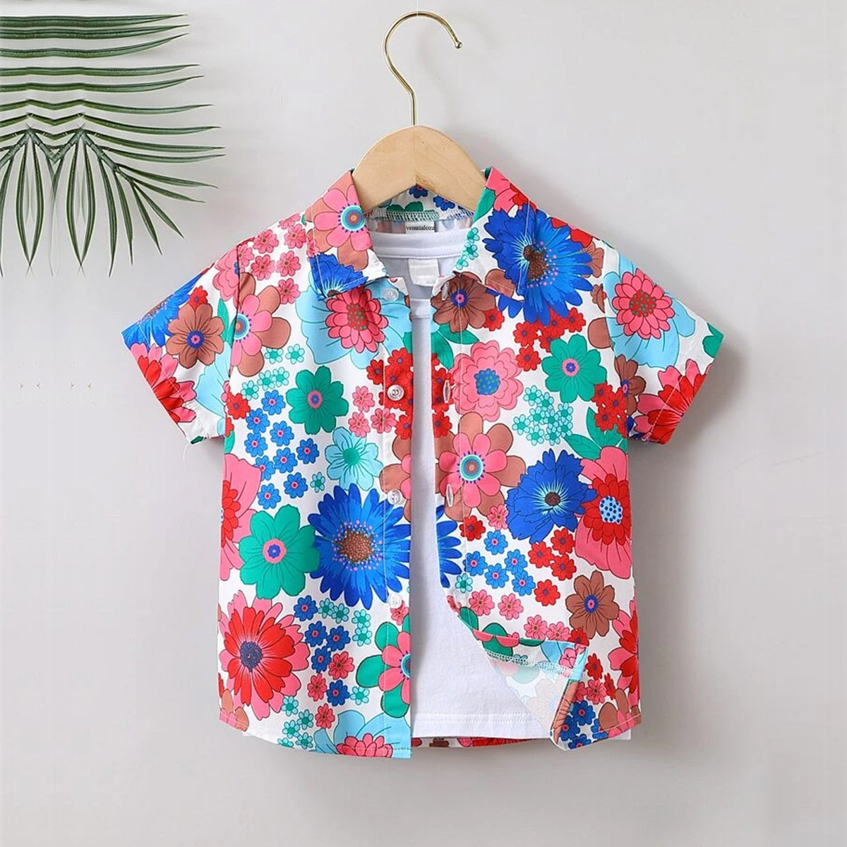 VENUTALOZA  Toddler Boys Floral Without Tee & Button Front Shirt For Boy.