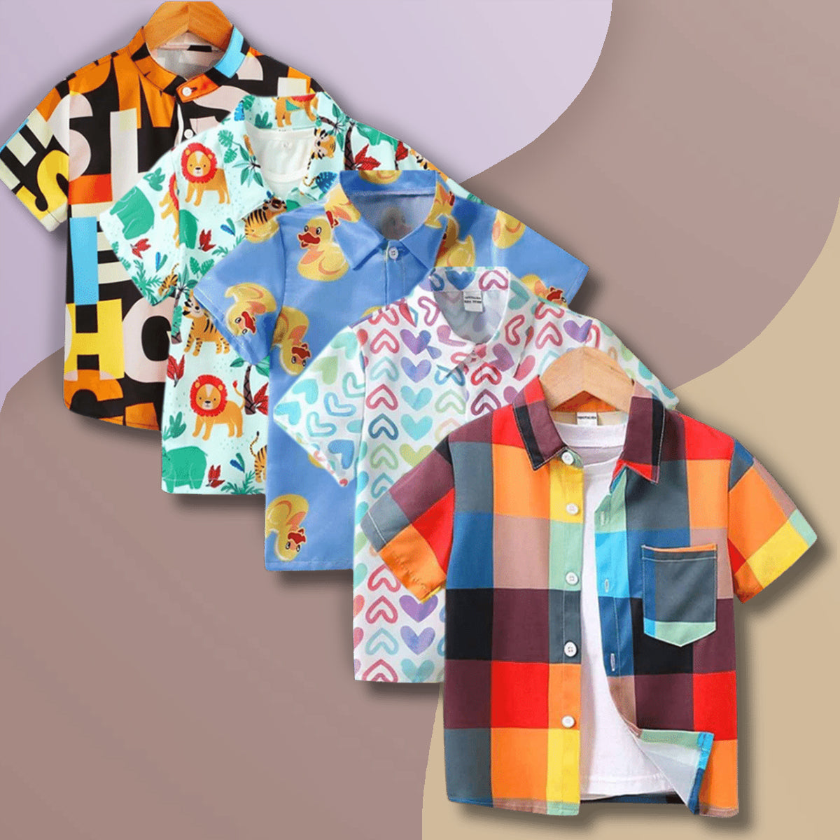 Venutaloza Stylish Colorblock Multicolors Designer Button Front (Combo pack For 5) Shirt For Boys.