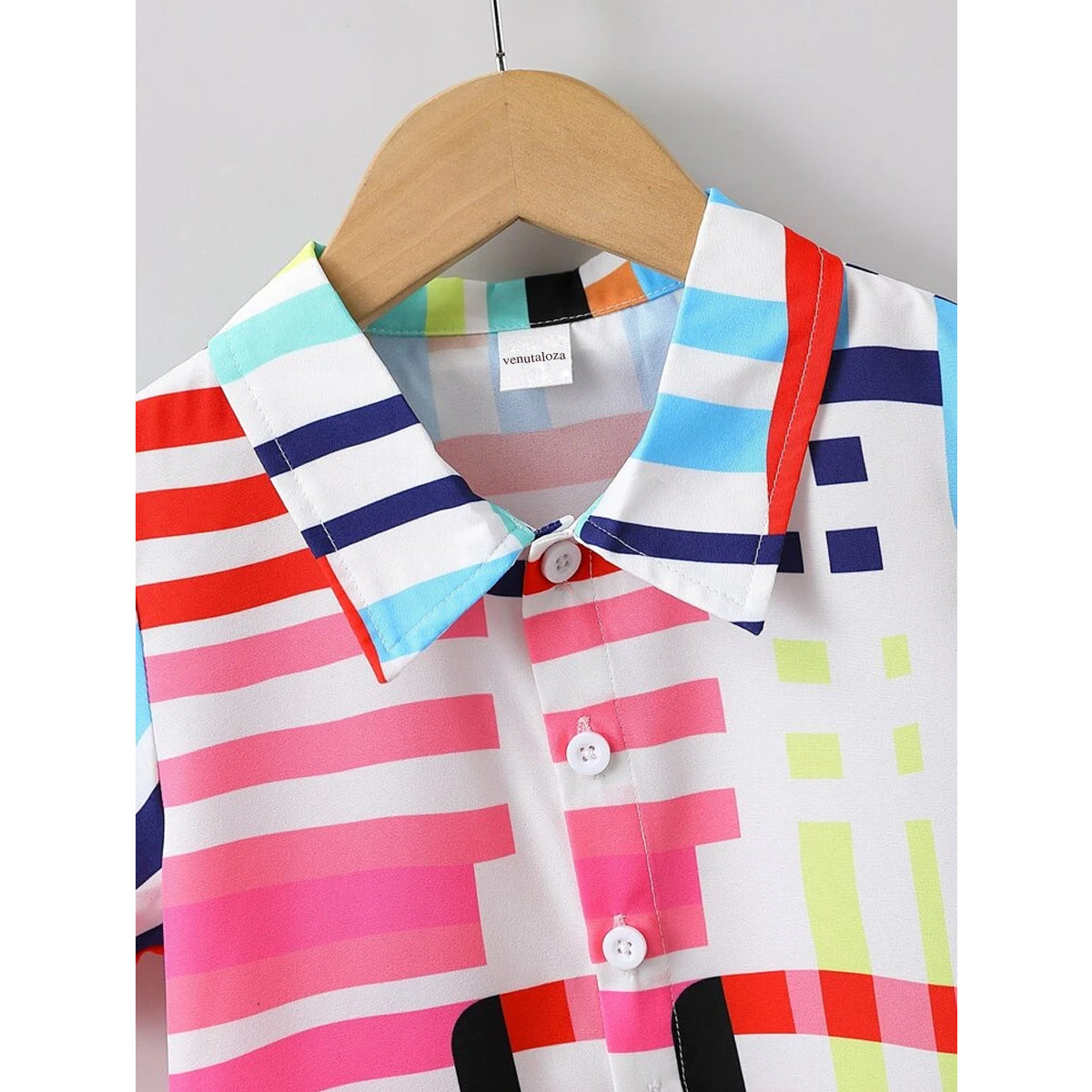 Venutaloza Boy's Worldwide & Letters and Plaid Patched Pocket Designer Button Front (Combo Pack Of 3) Shirt For Boy.