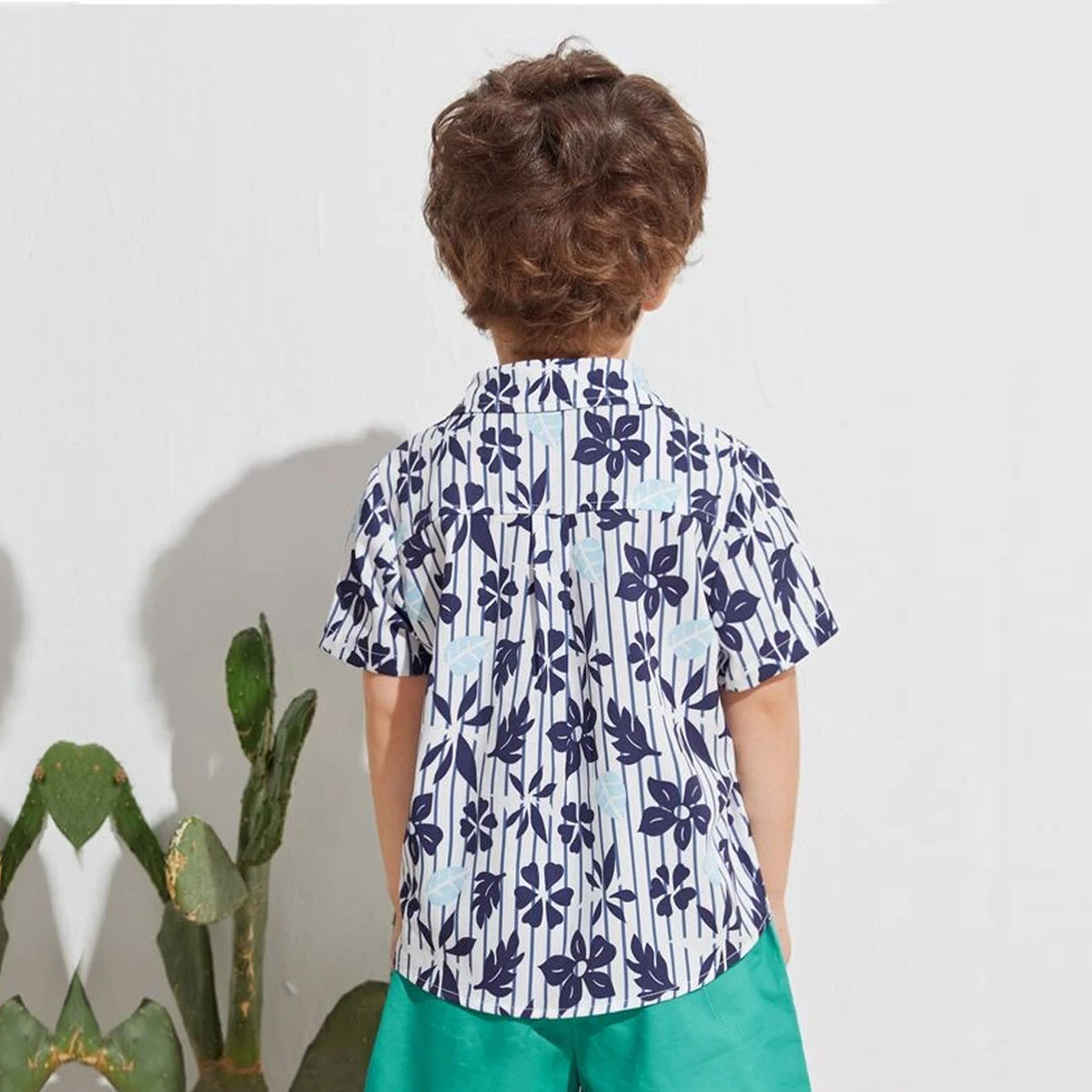 VENUTALOZA Toddler Boy Tropical Designer Button Front Shirt For Boy.